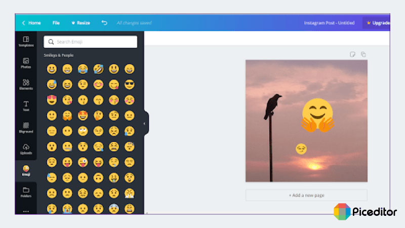 add emojis to photos with photo editor